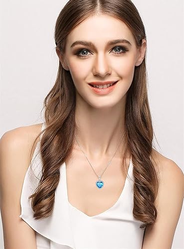 Miniatura 2 de VONSSY Collar clásico con dije de corazón Collar de zafiro esmeralda rubí con circonita cúbica de cristal Cadena chapada en oro de platino de 18