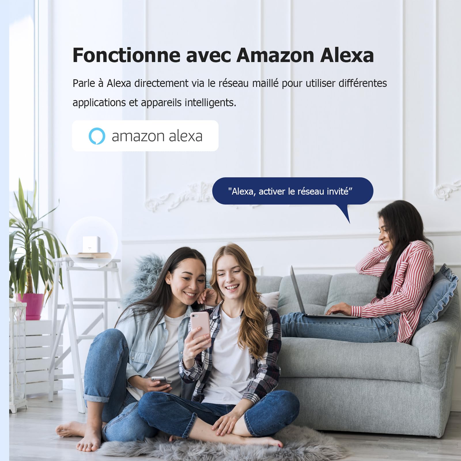 Tenda Nova Mesh MX3 (2 paquets) - Répéteur Wi-Fi Mesh Intelligent AX1500, Couverture de 180㎡(2000ft²), Répétidor Wi-Fi 6 avec 2 Ports Gigabit par Unité, Configuration Facile