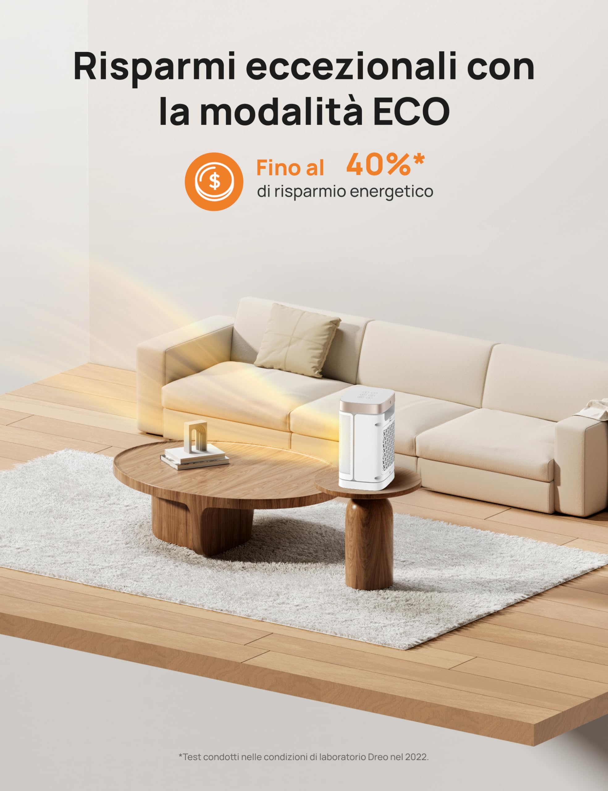DREO Termoventilatore a risparmio energetico, silenzioso, riscaldamento elettrico da 1500 W, con telecomando, riscaldamento elettrico oscillante a 70°, timer da 12 ore, 3 modalità 3 velocità