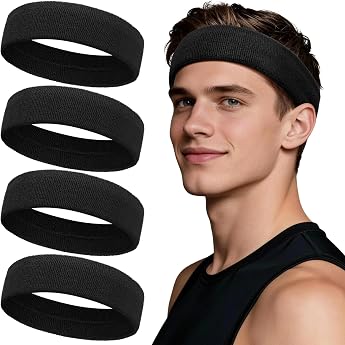 Kavya Sport Schwei band Stirn aus Frottee f r Damen & Herren Stirnband Atmungsaktiv rutschfest Haarband f r Laufen Fahrrad Joggen Tennis Fu ball Gym 4 St ck