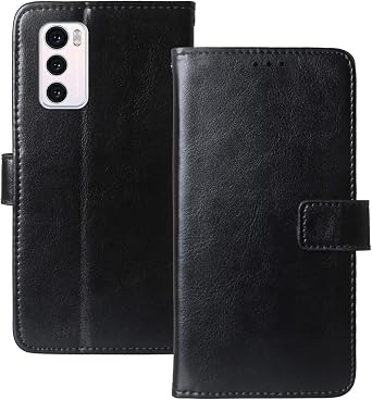 Stand Premium Retro Business Flip Leather Case PC Hard Protector Bumper for LG Wing 5G 6.8" Protection Phone Cover Skin Folio Book Card Slot WalletBlack