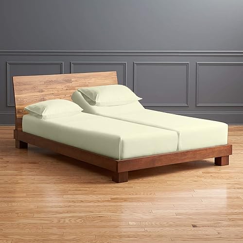 Vista 2 de Juego de sábanas divididas tamaño Queen ajustable, bolsillo extra profundo de 28 pulgadas, 800 hilos, 100% algodón egipcio