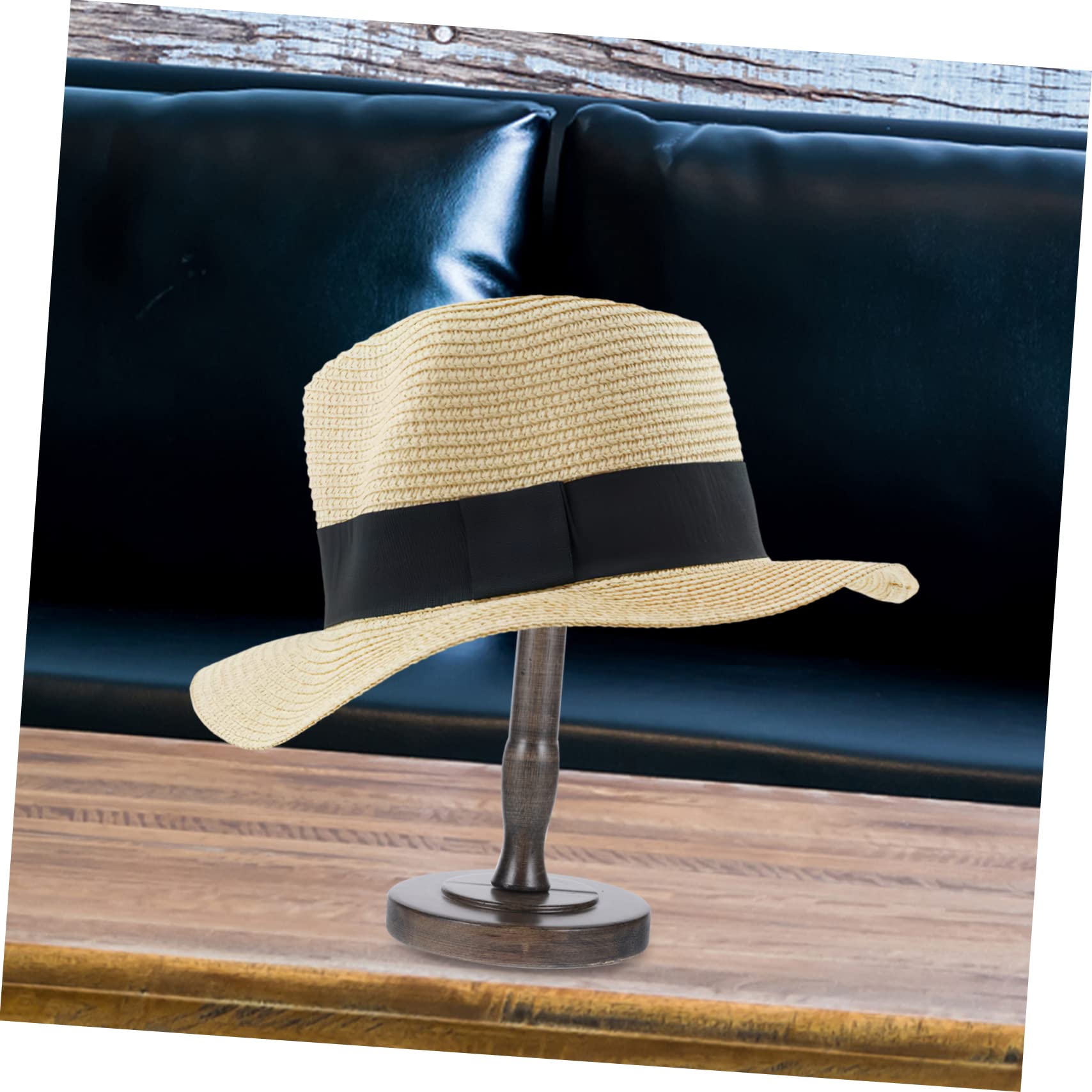 CAXUSD Wooden Hat Stand Wigs Display Holder Caps Shelf with Rotating Base for Home and Retail Use, Coffee, 23X16CM - Image 2