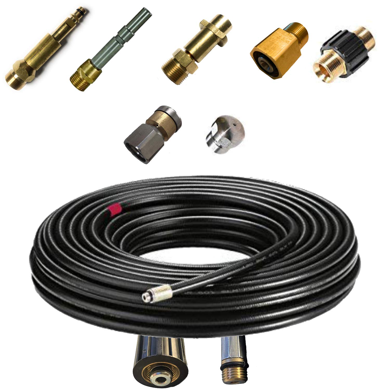 M&M Smartek boquilla limpieza compatible con KEW/Nilfisk, alta presión | Boquilla de limpieza en acero inox/latón para tuberías; comprobar rosca, calibre, presión y equipo antes de comprar.