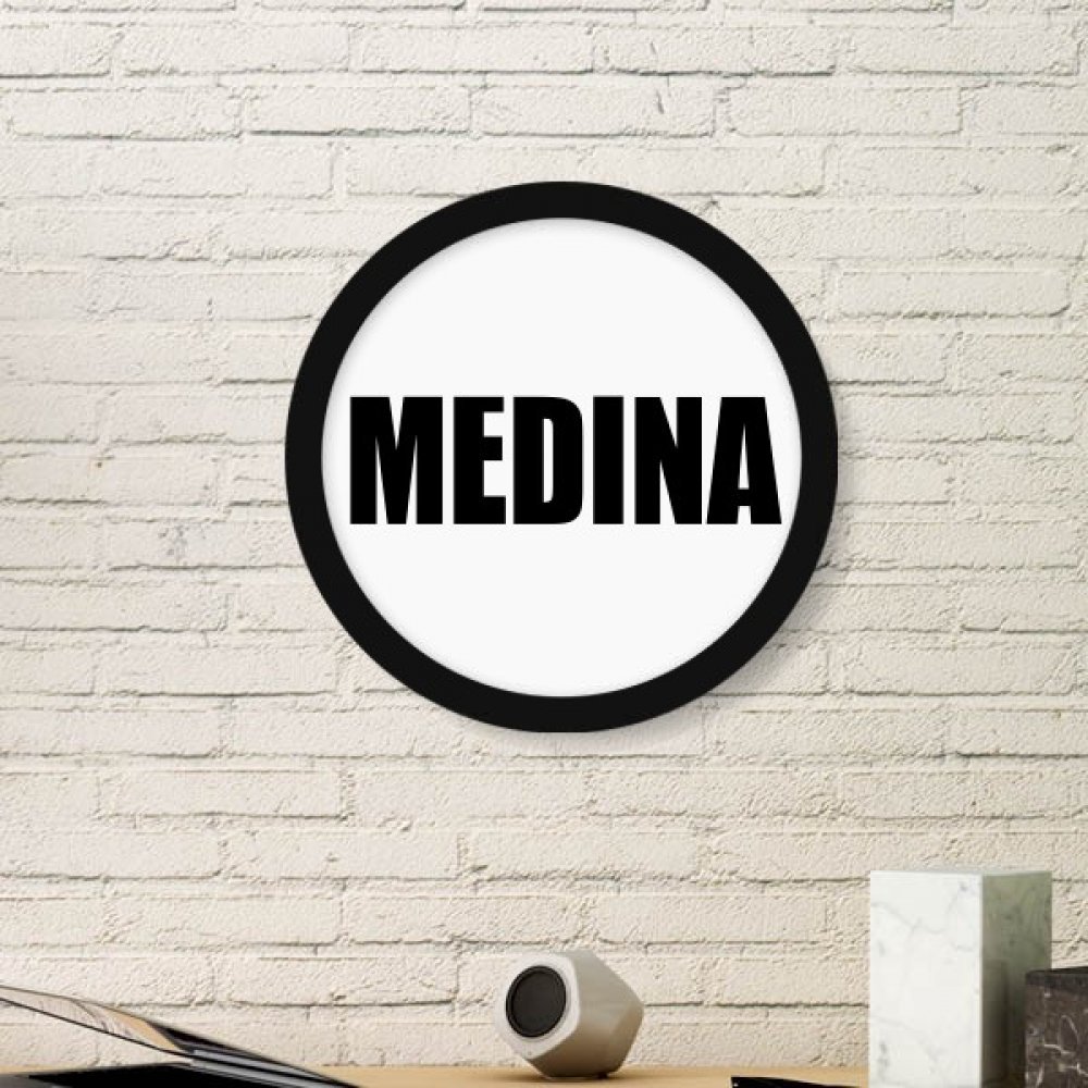Cuadro redondo Medina con marco de madera negro grande decoración pared