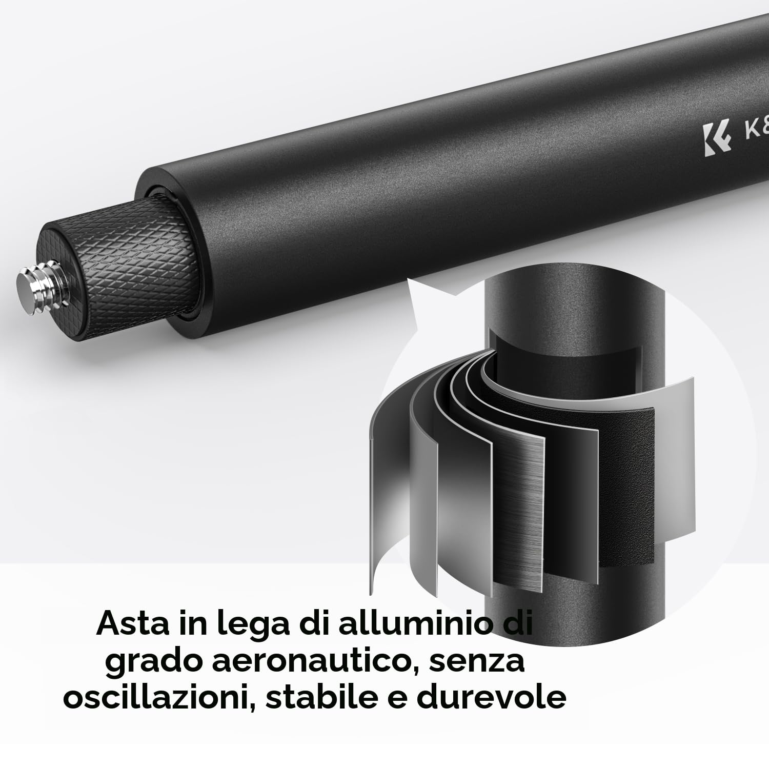 Bastone Selfie Monopiede, K&F Concept Selfie Stick MS07 153cm Palo di Estensione in Alluminio con Connettore da 1/4", Compatibile con DJI Osmo, Insta360 Ace X5 X4 X3 ONE, Go Pro Hero 12 11 10 9 8 7