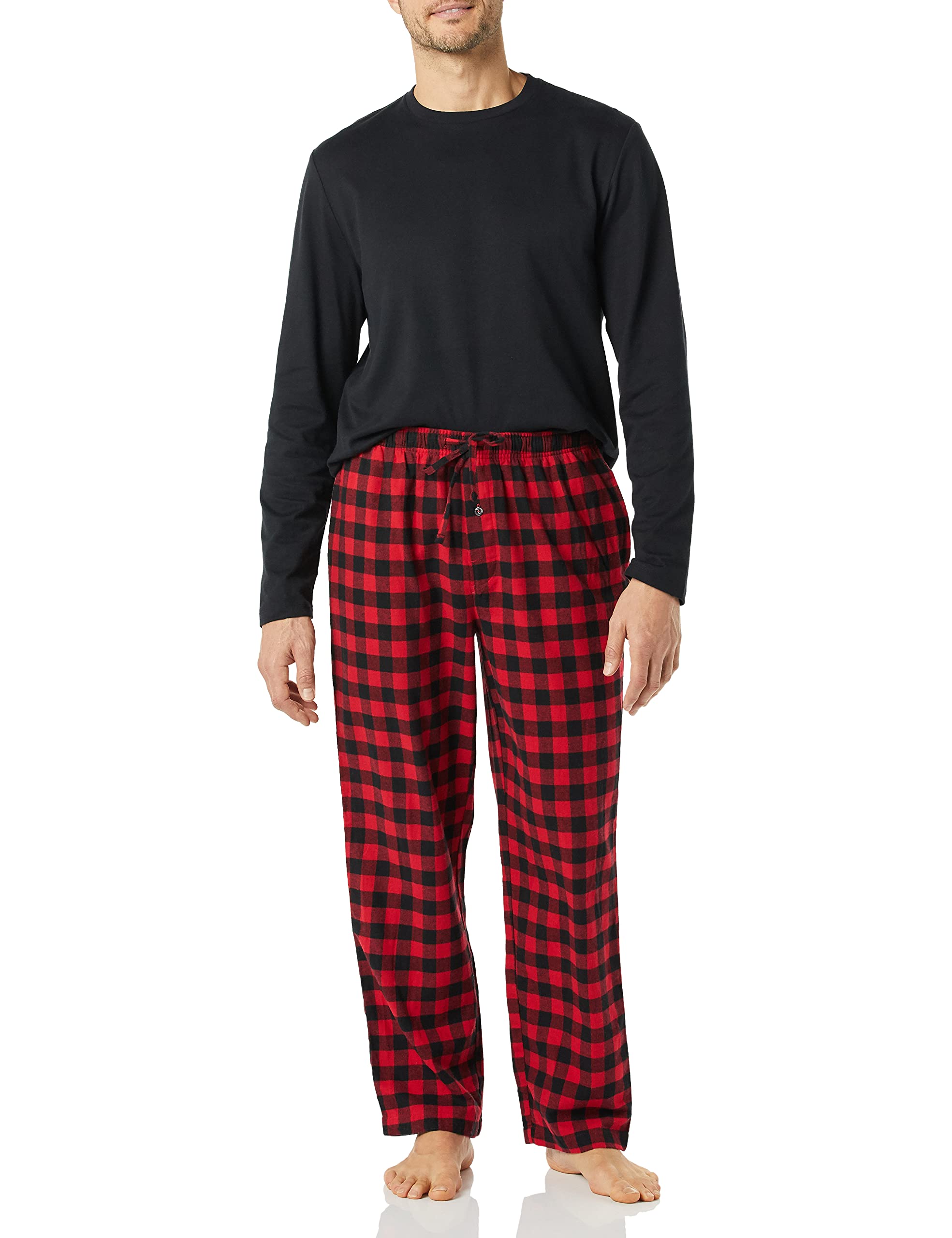 Amazon Essentials Completo Pigiama con Pantaloni e Maglia a Maniche Lunghe in Flanella Uomo