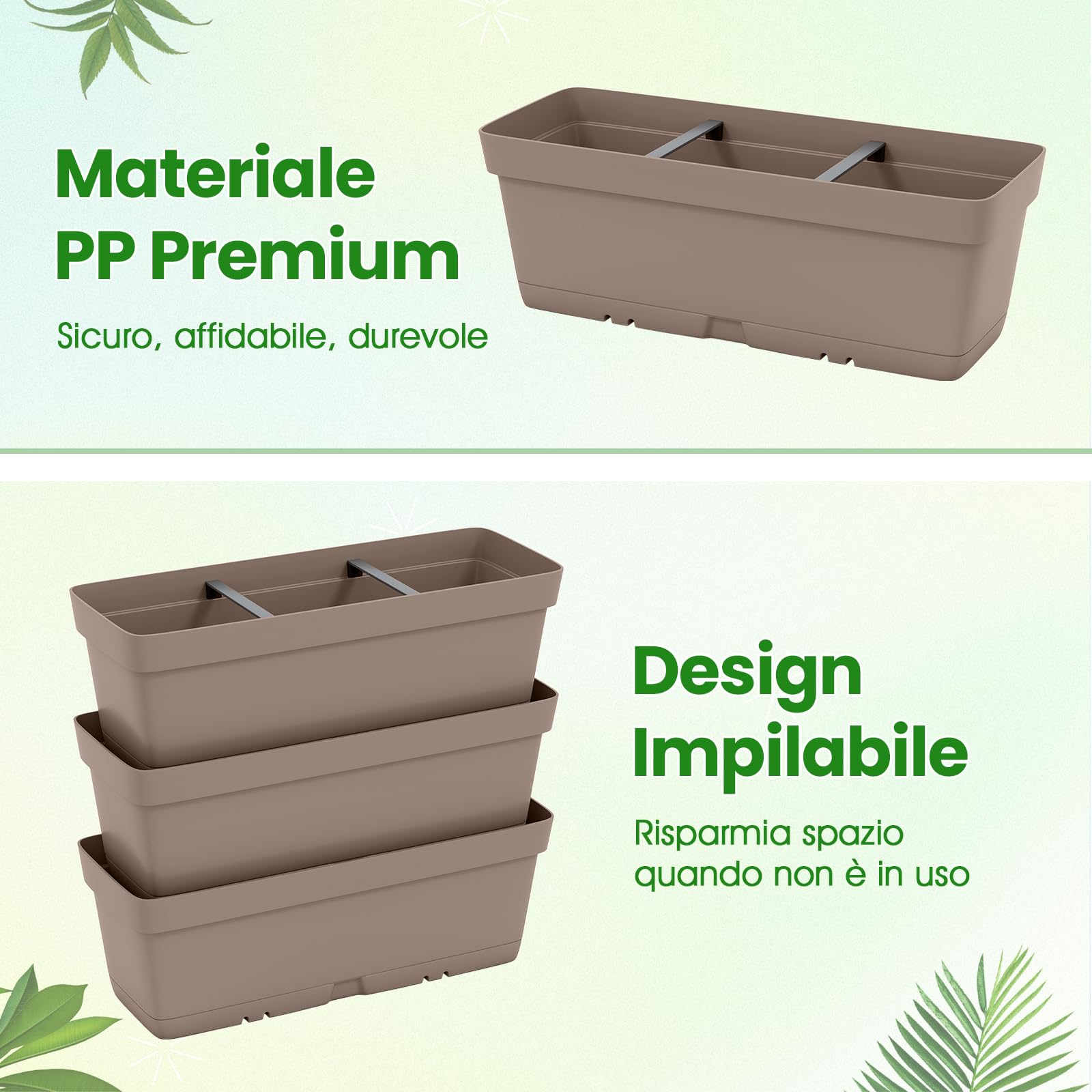 COSTWAY Letto Verticale Rialzato, 6 PZ Fioriere da Giardino per Verdure, Erbe e Fiori, Fioriere Elevate per Interni ed Esterni per Patio, Giardino e Balcone (Grigio)
