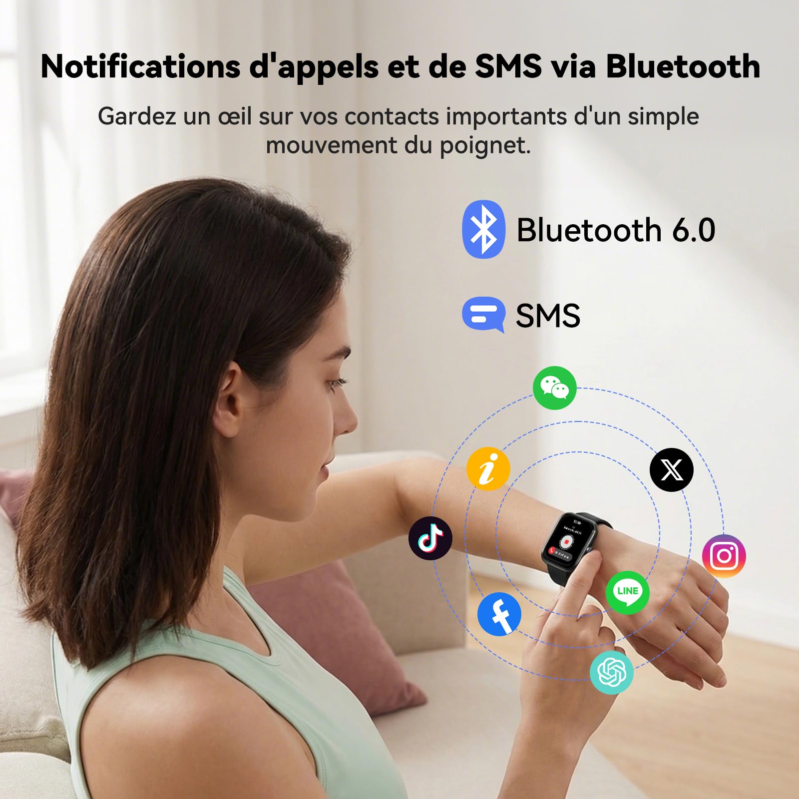 Montre Connectée Homme Femme avec Traduction IA Instantanée, Smartwatch 1.95" Appel Bluetooth 6.0, Assistant Vocal, IP68 Étanche, 100+ Modes Sportifs, Cardiofréquencemètre, Sommeil, pour iOS Android