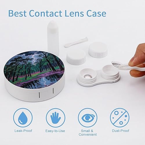 Miniatura 3 de Estuche para lentes de contacto, estuche de viaje, relámpagos en el bosque, caja de contacto con solución de espejo, aplicador de botellas, kit de