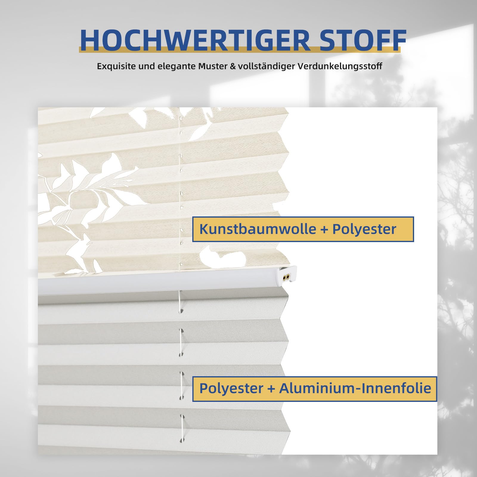 Sekey Plissee Doppelplissee Day+Night Verdunkelung ohne Bohren verspannt Lichtschutz – Bild 4