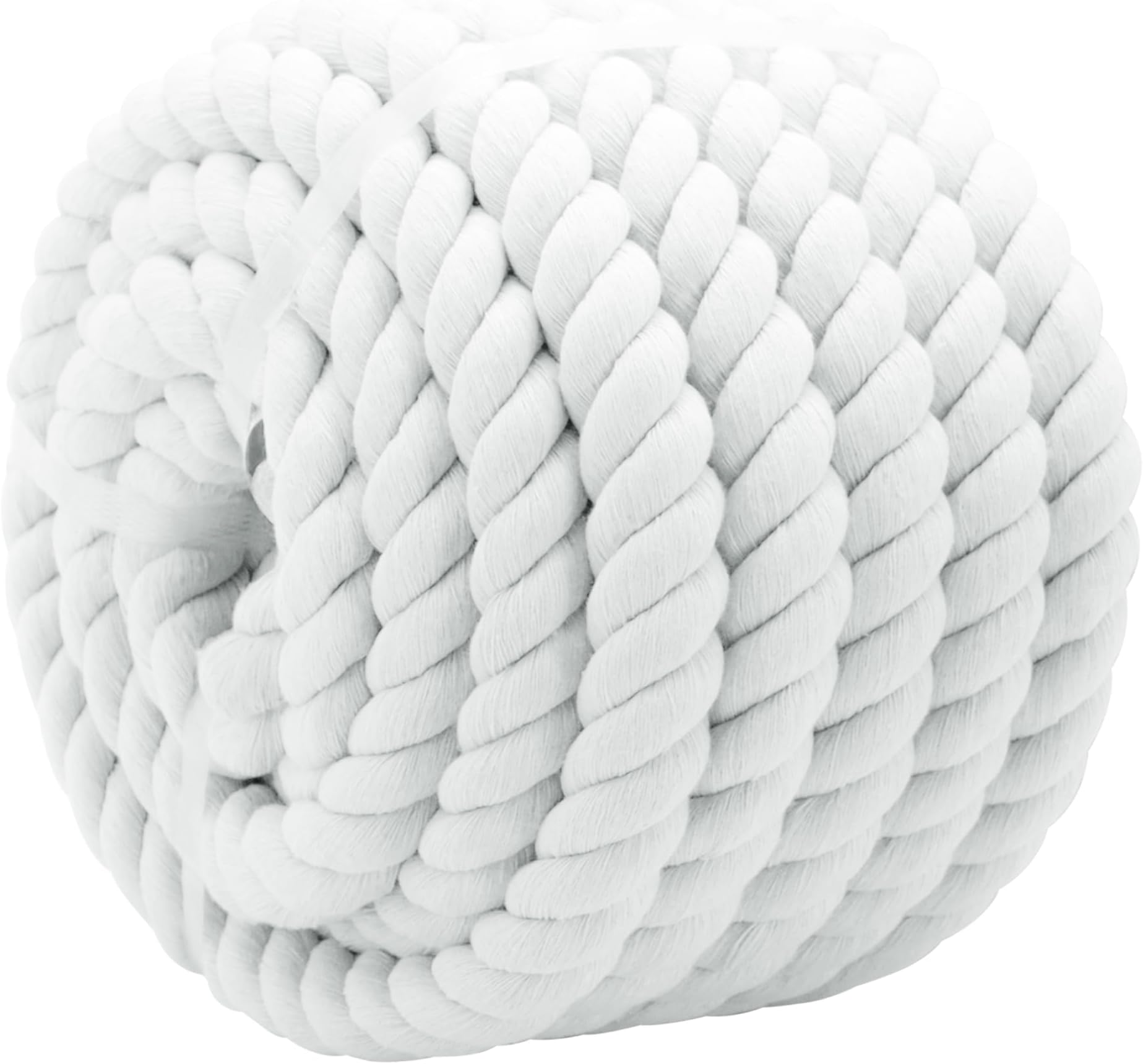 White Cotton Rope 3/4 Inch x 100 Feet - Thick Decorative Rope for DIY Crafts, Plant Hangers, Home Decoration, Railing, Sports Rope - Natural Twisted Cotton Rope