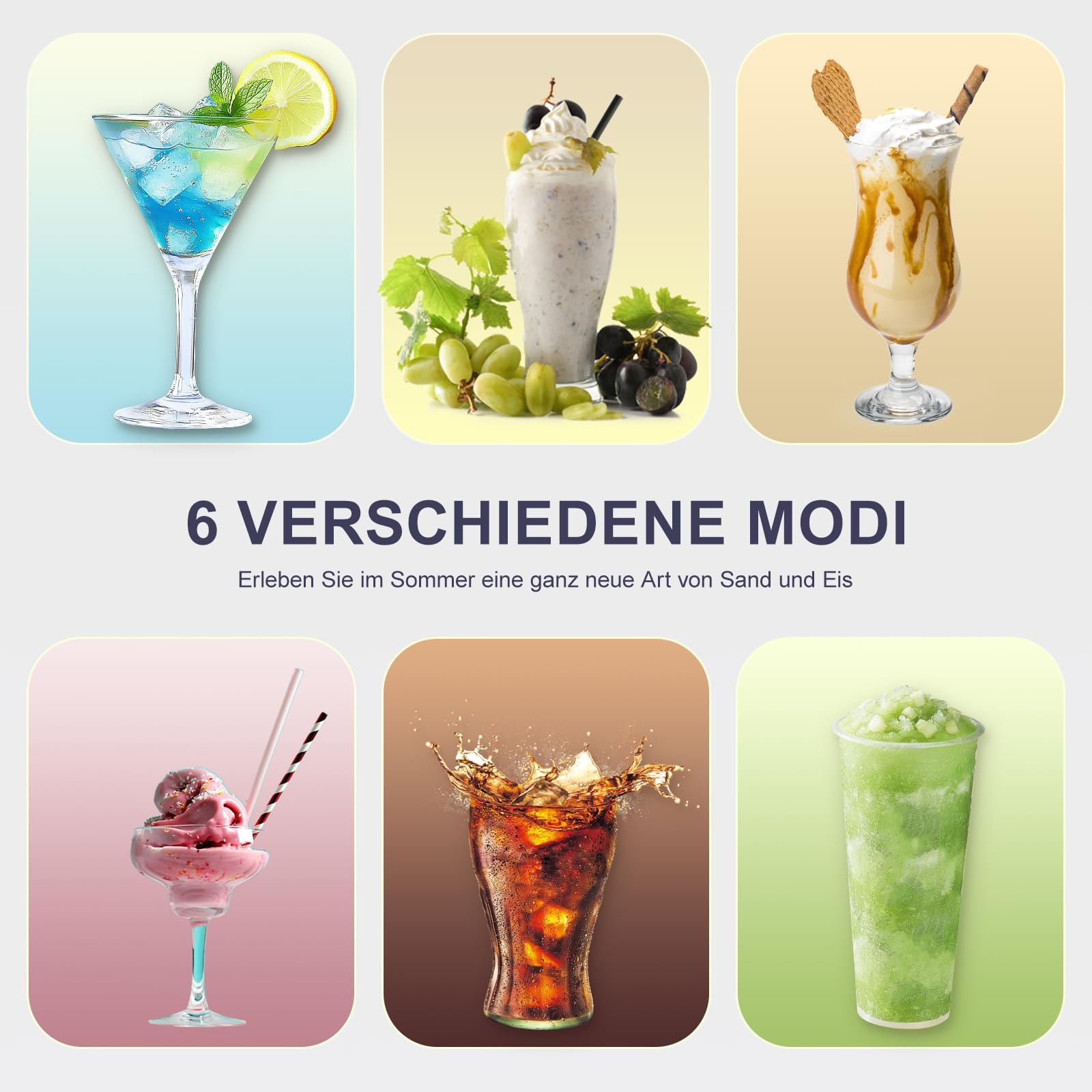 HBS-1901EU 1,9l Eismaschine, Slush Maschine, Eiscrememaschine,Smoothie-Mixer, 6 Funktionen, Für Die Herstellung Von Ice-Cream, Saft, Eis, Schnellkühlung, Geeignet Für Familienfeier, Grillpartys