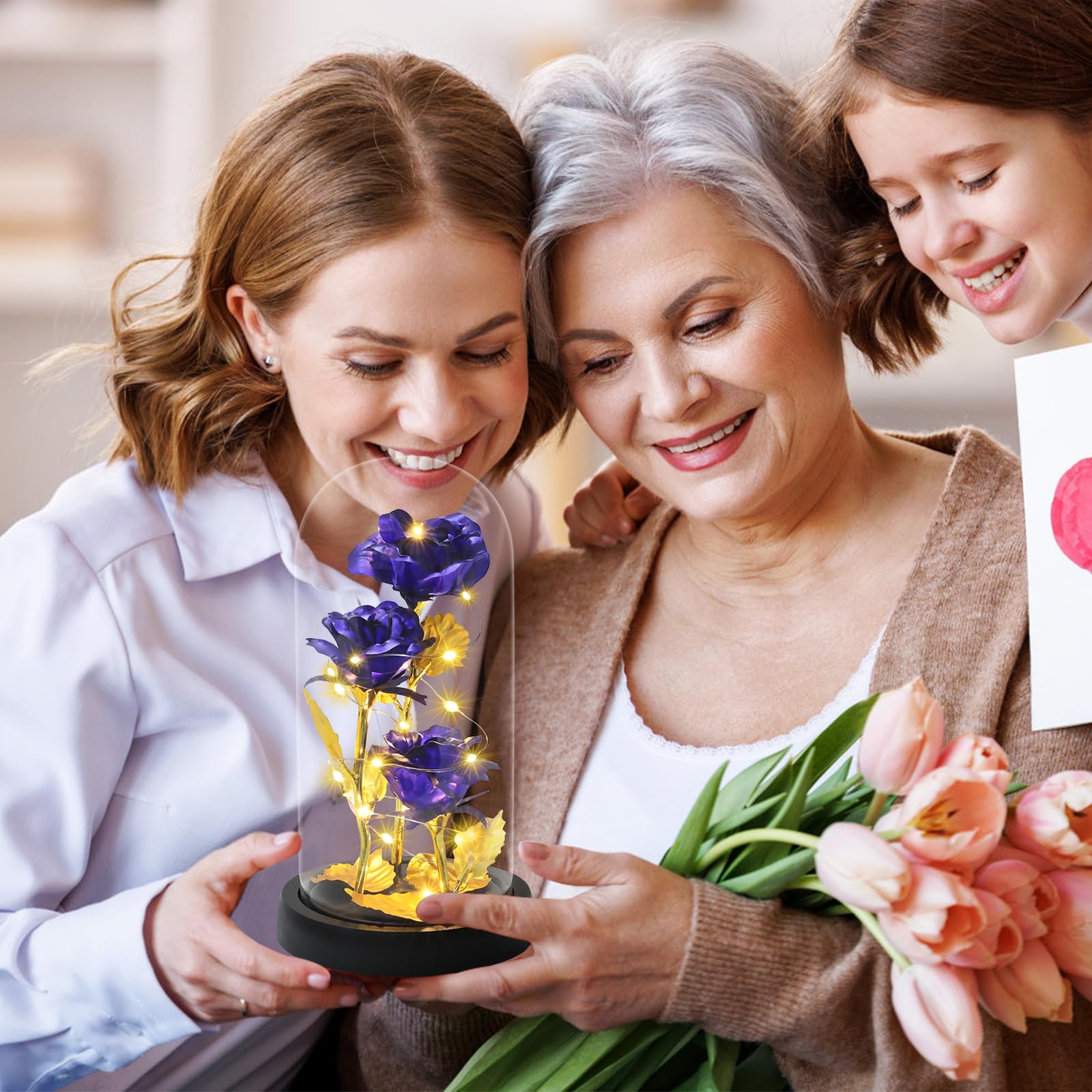 Rosa Regalo di San Valentino per Donne Mamma Moglie, Rosa Eterna Galaxy Rose per Lei, Fiori di Rosa con Luce a LED, Fiore Artificiale Regali Moglie Fidanzata Compleanno Anniversario Matrimonio