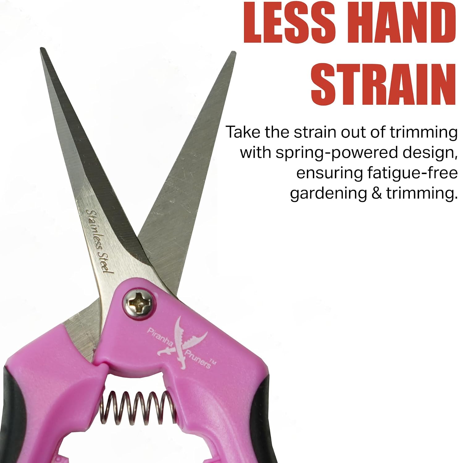 Piranha Pruner Trimming Scissors Garden Shears, Plant Trimmers, Gardening Hand Tools, Curved Stainless Steel Blade, Pink Handle image 5