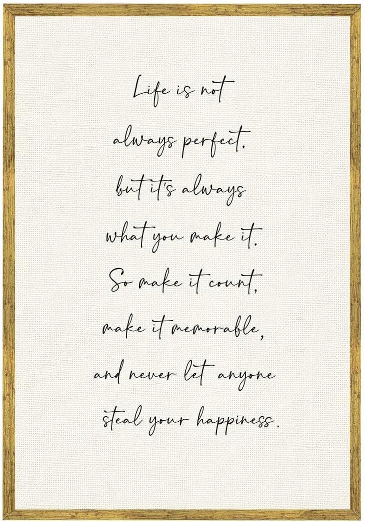 Vintage Framed Canvas Wall Art Inspirational Quote, Motivational Typography, Aesthetic Poster, Art Print, Wall Decor, Pictures, Living Room, Bedroom, Office (12L x16W,Gold Framed)