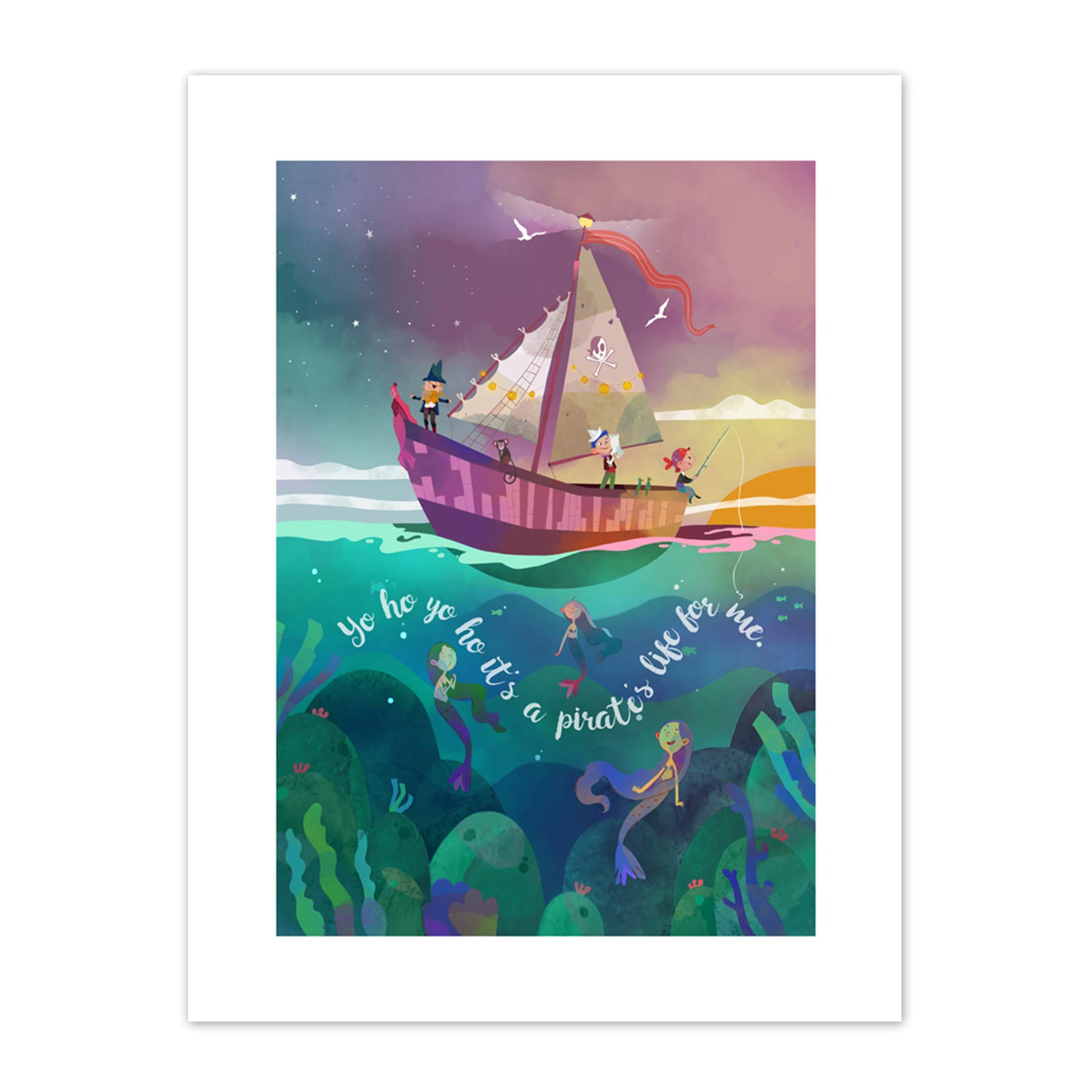 Wee Blue Coo Pirates Life Mermaids Canvas Wall Art Print