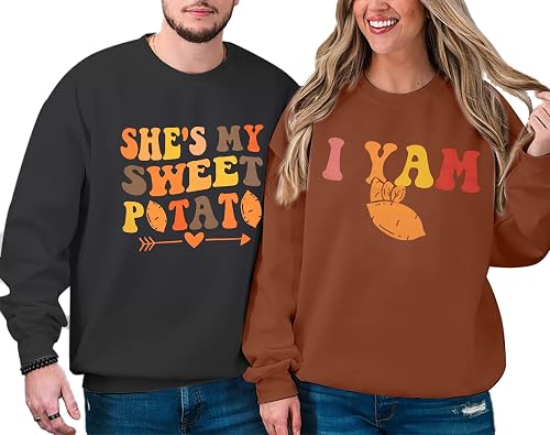 MYHALF She's My Sweet Potato I Yam Sweatshirt Thanksgiving Matching