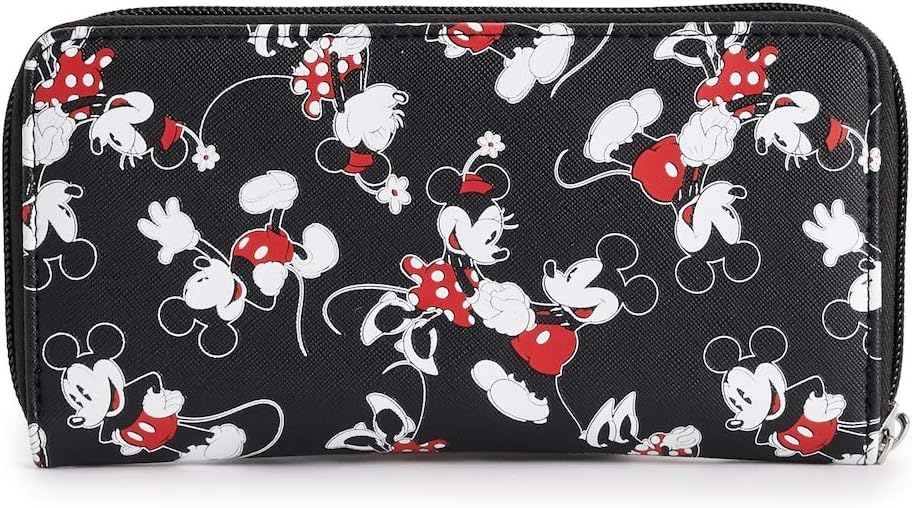 Disney's Mickey and Minnie Mouse Zip Around Nylon Wallet, Lightweight