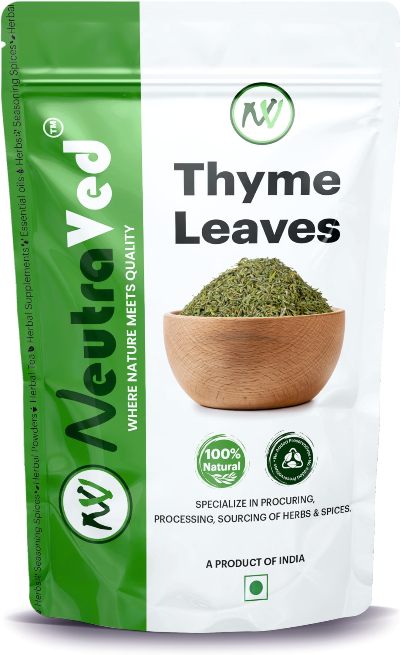 NeutraVed Thyme Leaves 140 gram| Dry Thyme Use for Herb Seasoning & Herbal Tea Leaves for Cough & Cold |(70g x2)