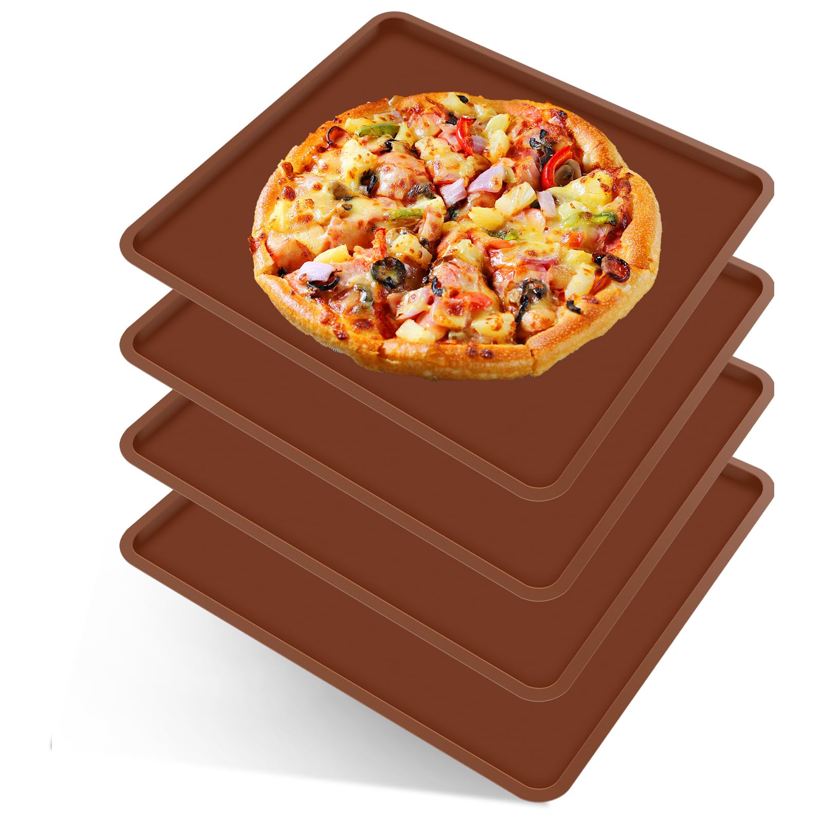 FALESOUL 4PCS Silicone Dehydrator Sheets, Fruit Leather Trays 12 x 10 Inch Non-stick Dehydrator Mats, Reusable Dehydrator Mats Square Dryer Mats Jerky, Fruit, Meat, Herbs, Vegetables, Crackers (4pcs)