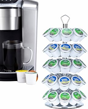 K cup Holder Storage Coffee Capsules Pod Holder Carousel 5 Tier Compatible with 45 K-Cup Pods