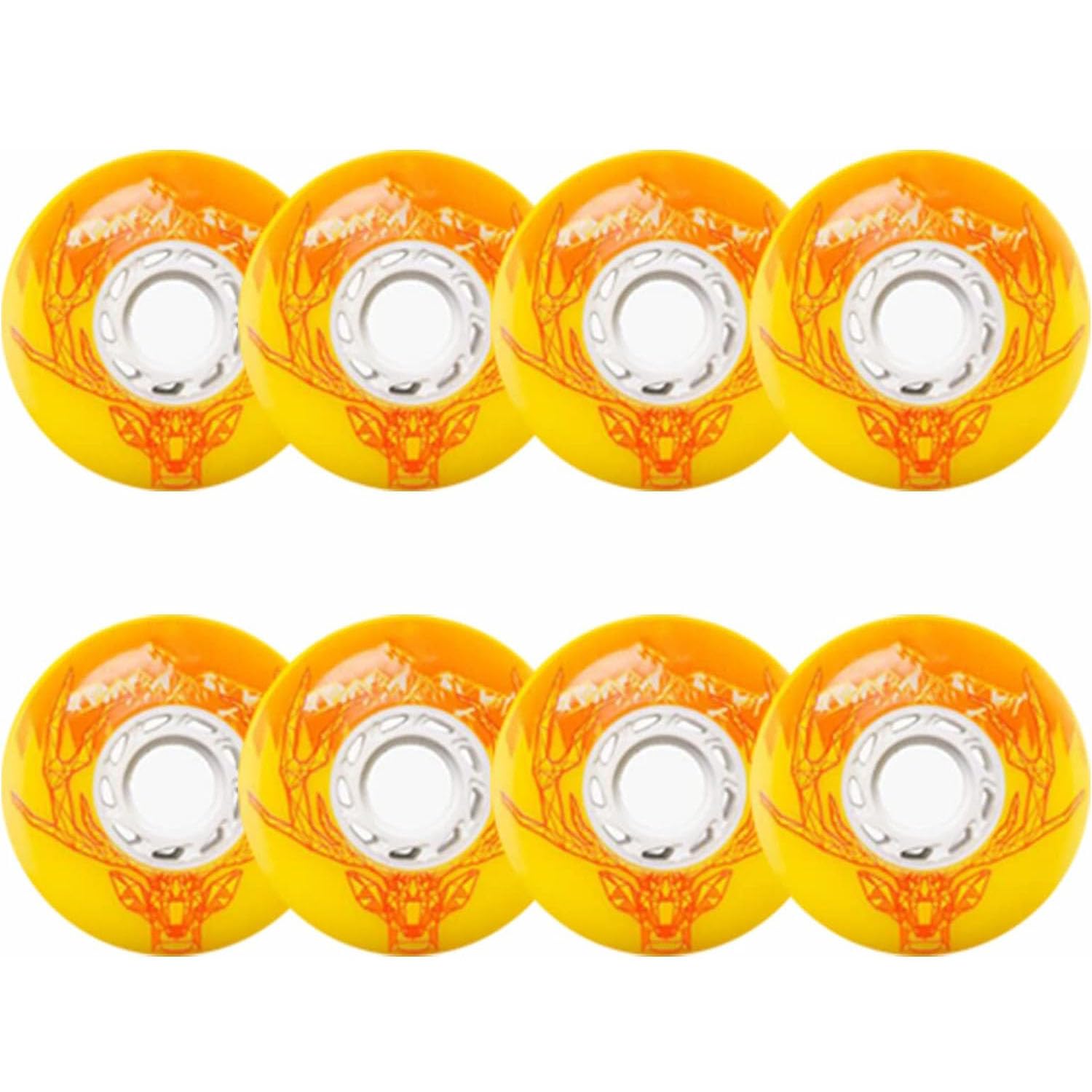 Roues de Patins à Roues alignées 72 mm/76 mm/80 mm Roues de Rechange 86A pour intérieur/extérieur sans roulements, Lot de 8, Jaune, 80 mm