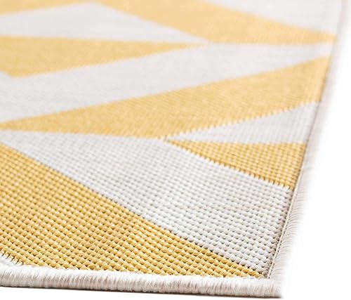 Vista 69 de Unique Loom Unique Loom Outdoor Collection - Alfombra de área - Napa (3 pies 3 pies, redonda, amarillo y aguamarina/amarillo)