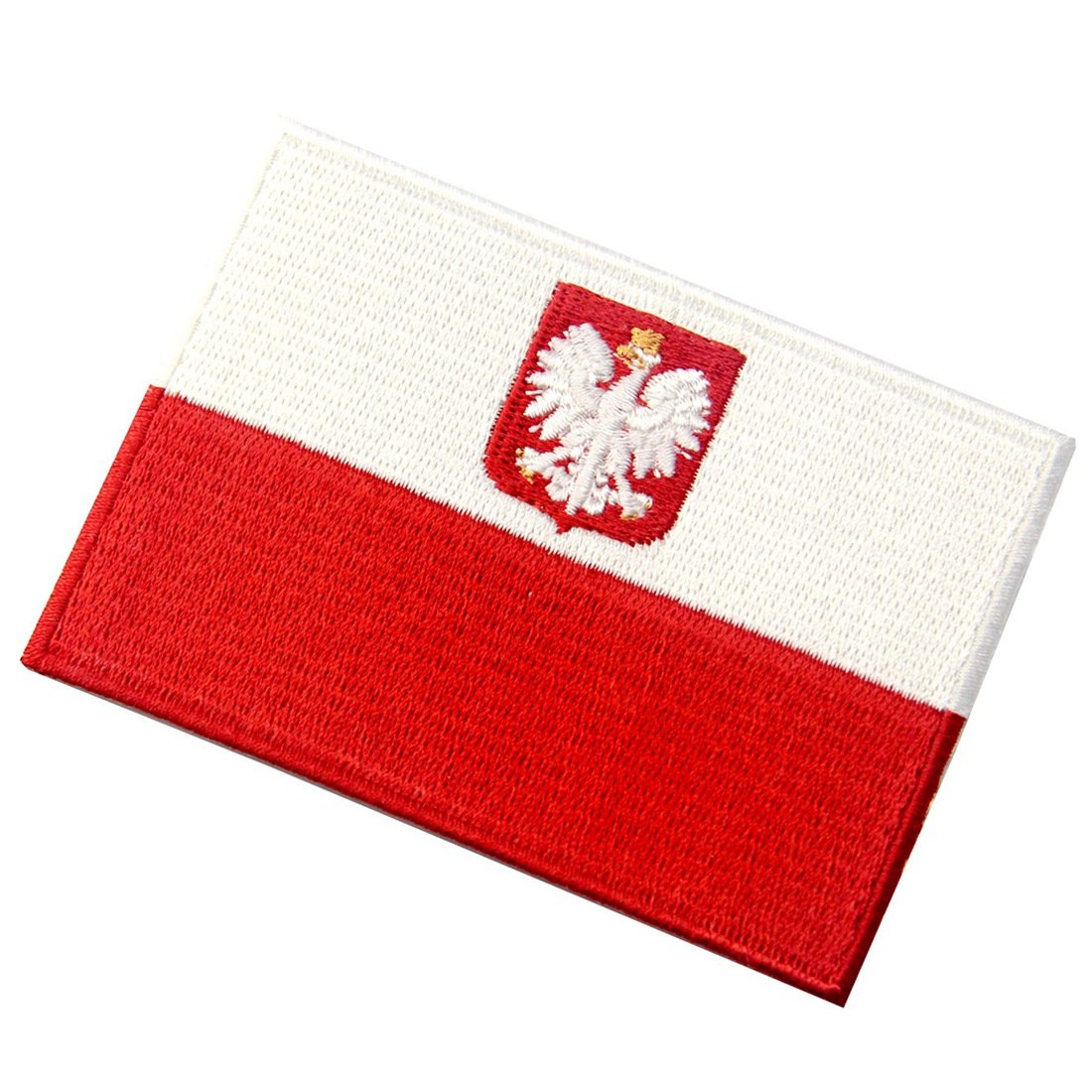 Polnische Flagge Aufnäher - Bestickt, Zum Aufbügeln Oder Aufnähen - Maße: 7,1cm X 4,9cm