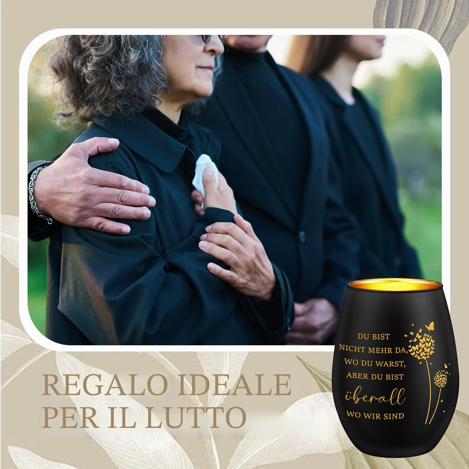 Nuenen Regalo di Lutto Luce Lutto con Incisione Regali Commemorativi Candela da Lutto di Consolazione Regalo di Condoglianze per gli Amici in Lutto Ricordo del Defunto(Nero,Farfalla 3)