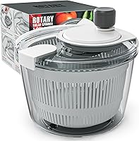 Cambom 3Qt Salad Spinner Lettuce Dryer - Wash Spin Dry Greens Fruits Veggies Rotary Handle White Kitchen Gadget