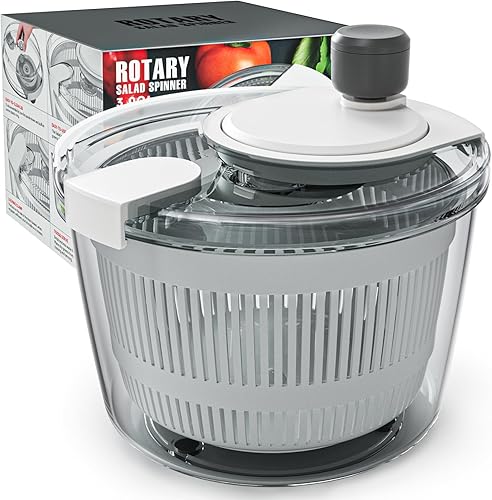 Cambom Hilandero de ensalada para lechuga, lavar, girar y secar verduras para ensaladas, lavadora de verduras y secadora de ensaladas con mango