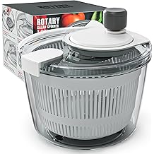 Cambom Salad Spinner Lettuce Spinner, Wash, Spin &amp; Dry Salad Greens, Vegetable Washer Salad Dryer With Rotary Handle for Fruits &amp; Vegetables, High Efficiency Vegetable Spinner Kitchen Gadget 3Qt White
