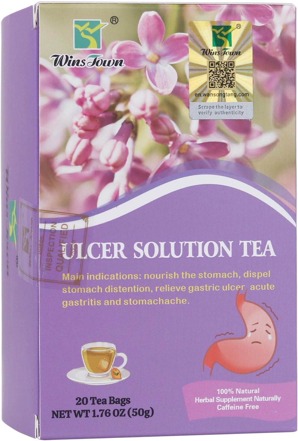 Wins Town Ulcer Solution Tea, Regulate Gastritis, Stomachache and Various Stomach Discomfort, 20 Teabags