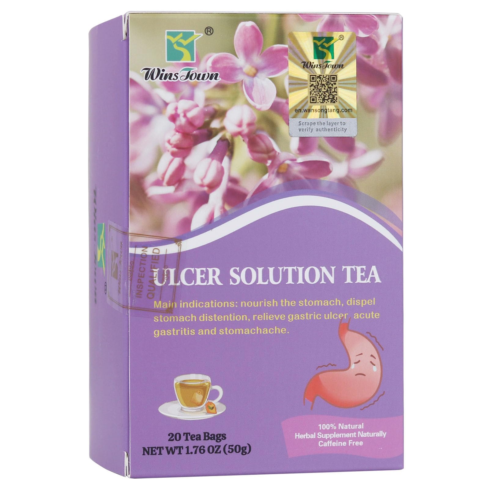 Ulcer Solution Tea, Regulate Gastritis, Stomachache and Various Stomach Discomfort, 20 Teabags