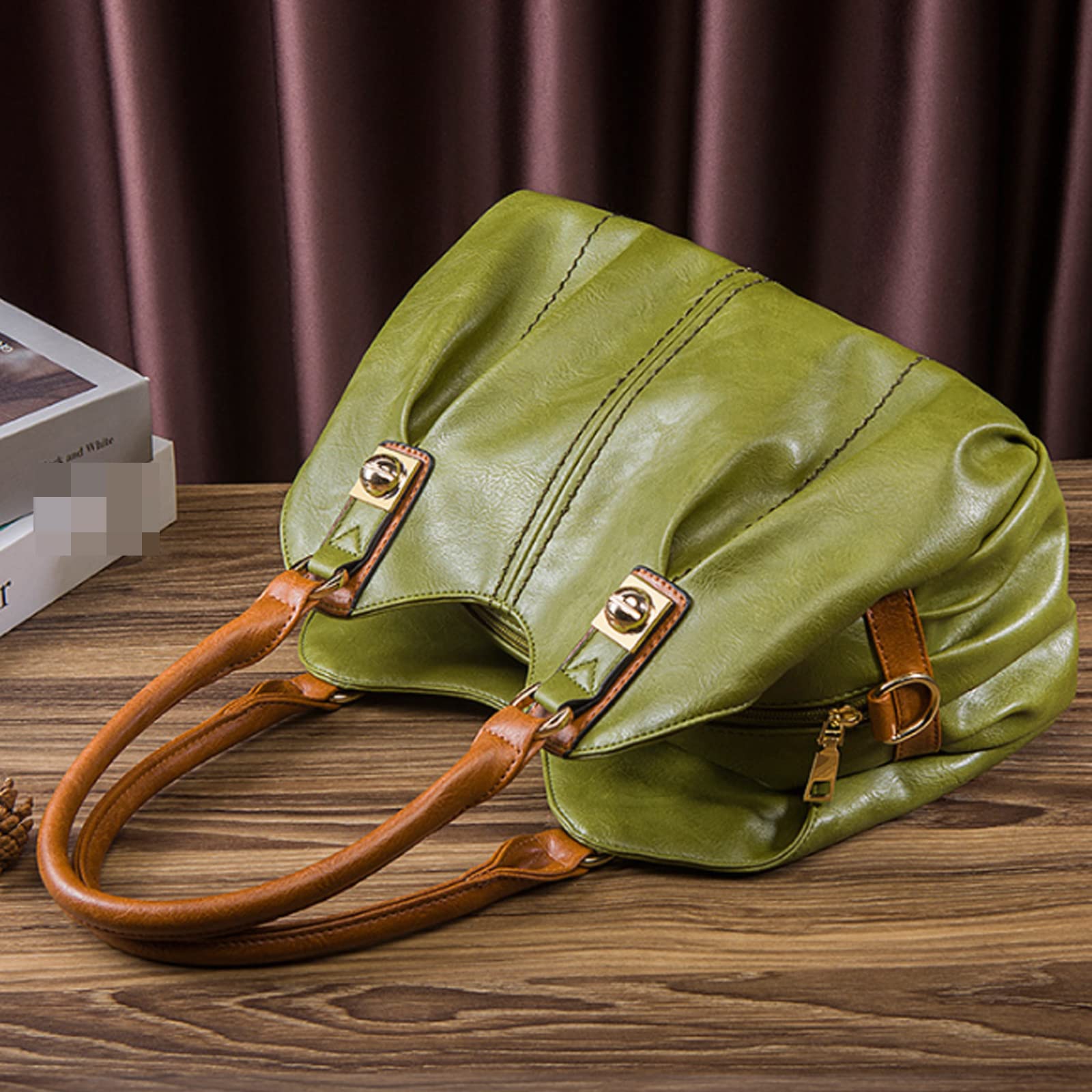 Juego de 4 bolsos de mano retro con asa superior para mujer, bolso de mano de piel sintética, bolso de mano, tarjetero