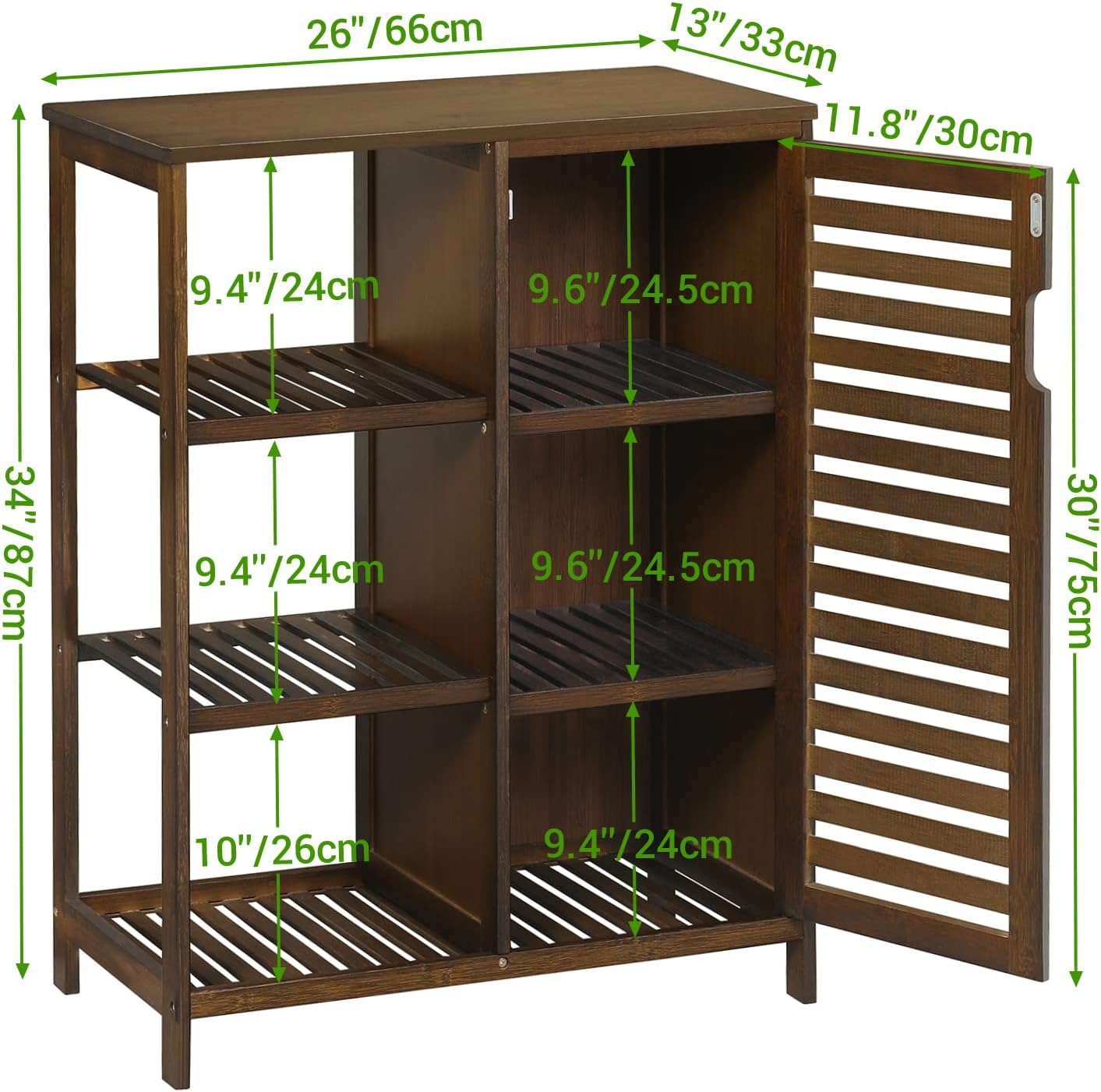 70% оƒƒ Dіѕсоunt VIAGDO Bathroom Floor Cabinet Bamboo Storage Cabinet with Shutter Door and 3 Open Shelves, Freestanding Bathroom Cabinet, Side Storage Organizer Cabinet for Living Room, Entryway, Kitchen