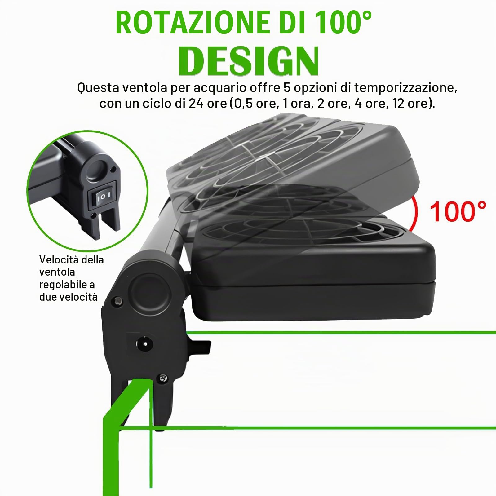 PORFOYO Ventilatore per Acquario 7.2w: 5 velocità Regolabili Ventola di Raffreddamento per Acquario, Clip Aquariumventilator con Timer per Acquari D’Acqua Dolce E Marina (3 Ventilatore)