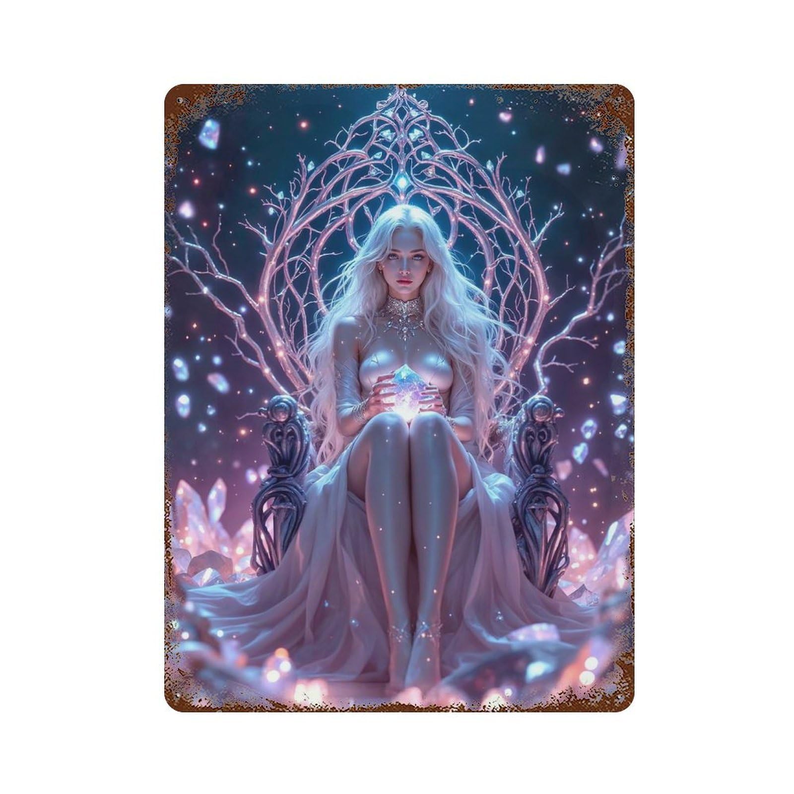 Crystal Queen Rust Effect Tin Sign 15.7"x11.8", Novelty Wall Decor for Garage, Pub Or Kitchen