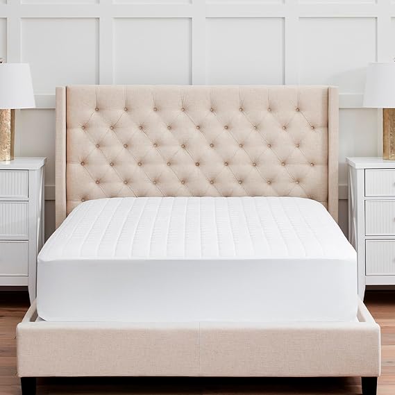 BOLL & BRANCH Mattress Protector, King Size, White Cover | 1 Fitted Protector Included -Padded Fill, Soft, and Breathable - Hypoallergenic and Safe for Sensitive Skin