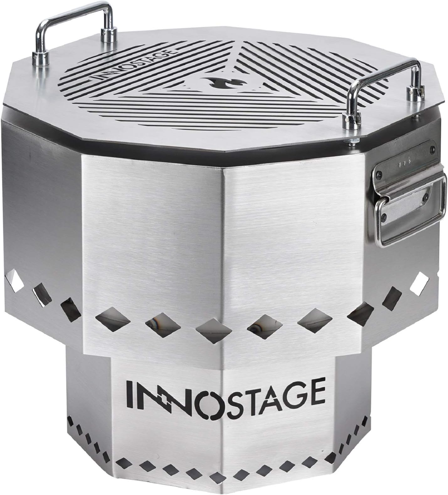 INNO STAGE Patented Smokeless Fire Bowl Pit with Barbecue Brill for Outdoor Wood Pellet Burning Spark with Portable Carrying Bag, Firepit Grill of Fireplace Stove for Picnic Camping Cooking on Beach