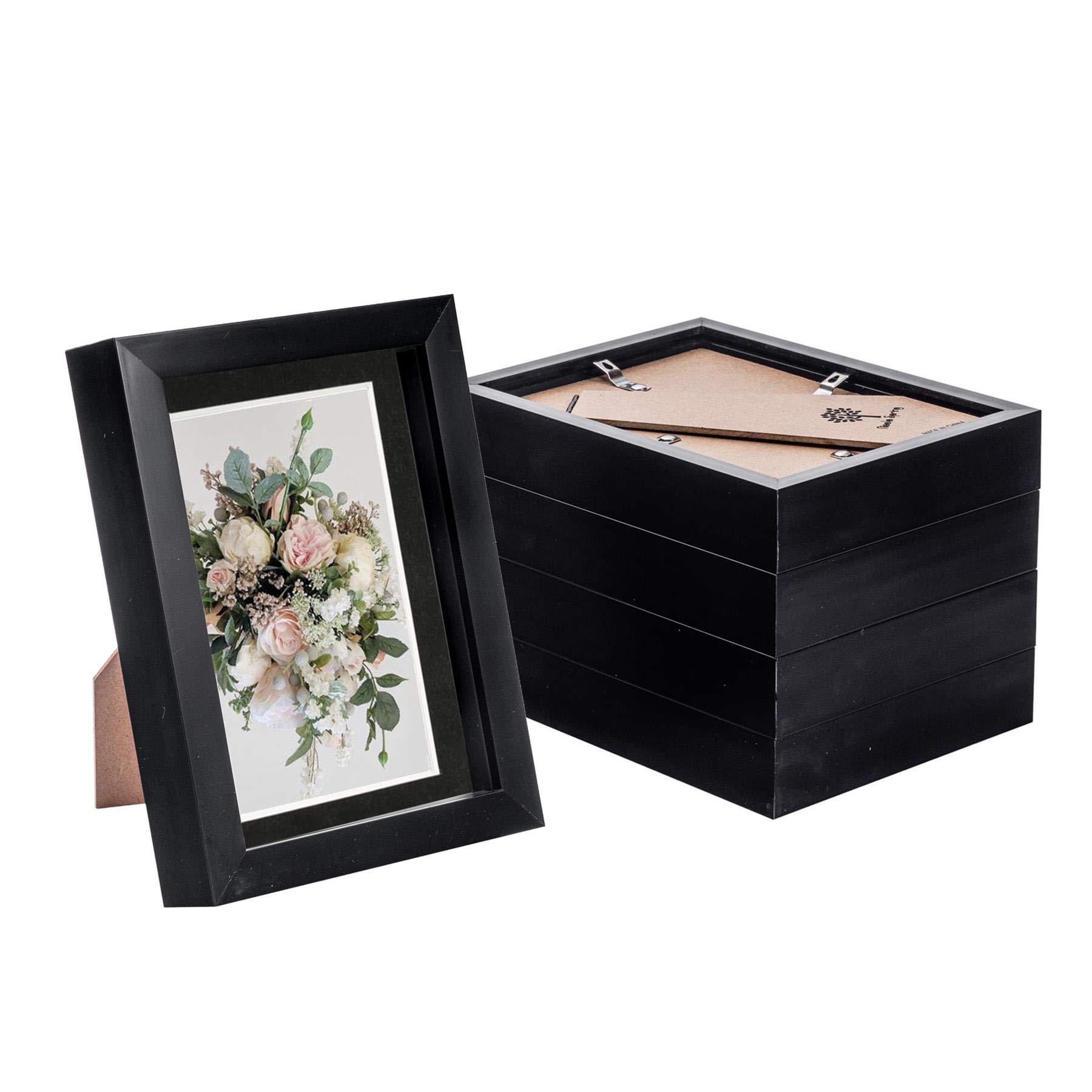 Nicola Spring 5 X 7" Photo FramesBlack/black Mount3D Picture Frame Box Portrait Display Case (20 X 15.5Cm) Set Of 5 from B&Q