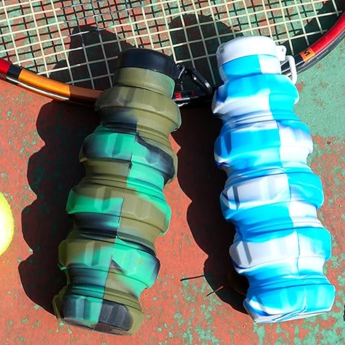 Miniatura 3 de lamphle Botellas de agua de 16.9 fl oz a prueba de fugas, tapas de silicona en espiral, botella de agua deportiva de acero inoxidable con asa,