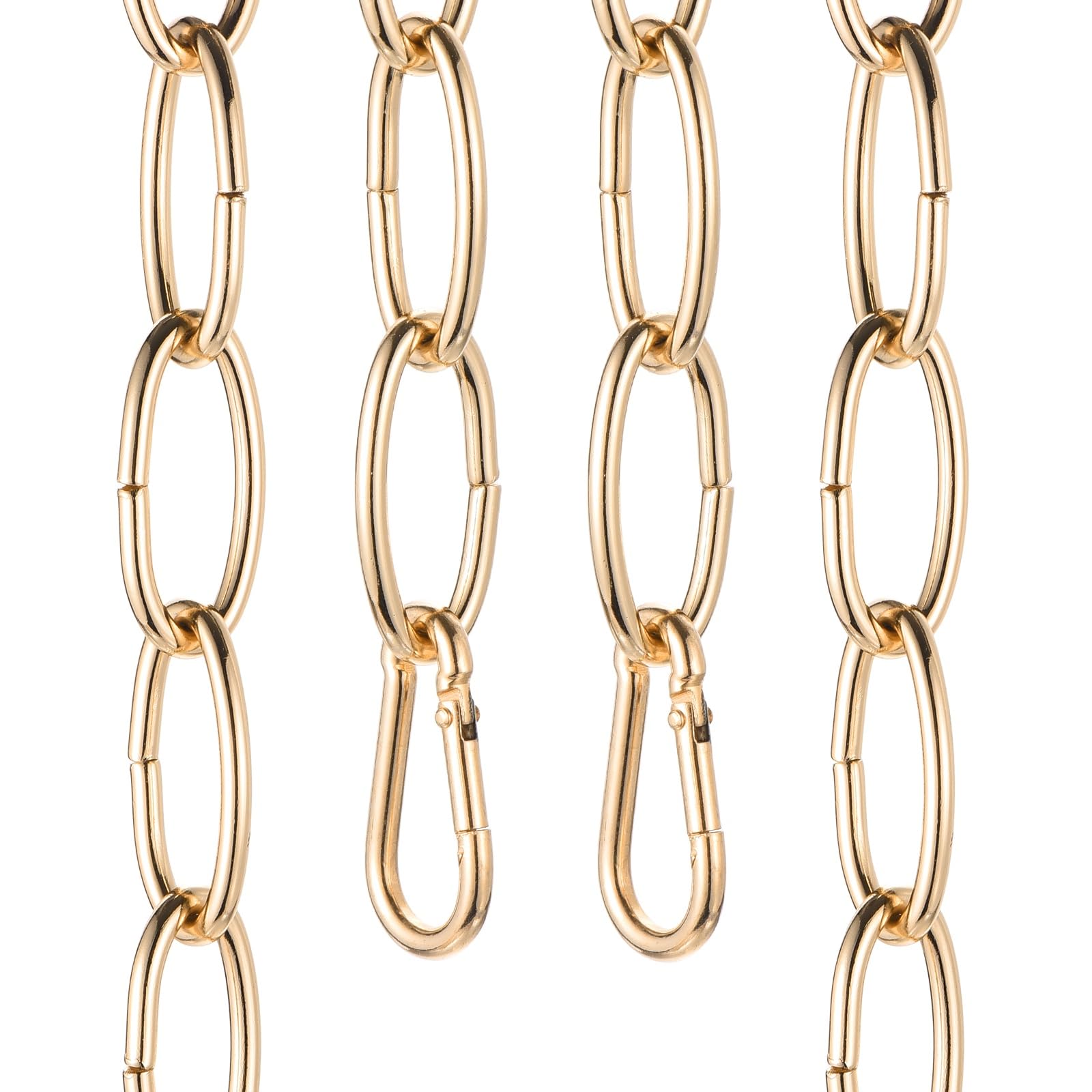 sourcing map 3ft Lighting Hanging Chain, 3.8mm/0.15" Looping Metal Pendant Chandelier Chain Extension with 2 Spring Snap Hook for Hanging Plant Pendant Chandelier Light Fixture, Rose Gold — image 1