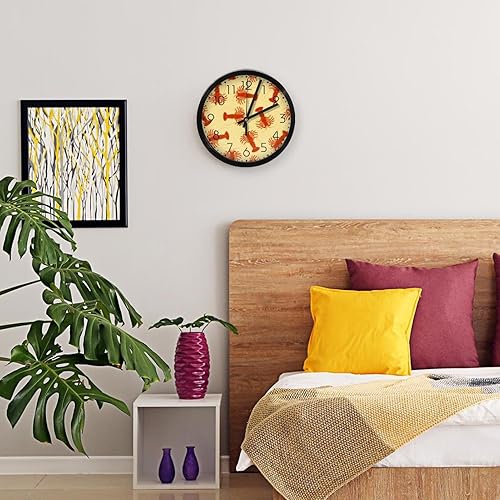 Miniatura 6 de Reloj de pared, diseño de langosta de 9.8 pulgadas, silencioso, sin tictac, fácil de leer, moderno, decorativo, para el hogar, oficina, escuela