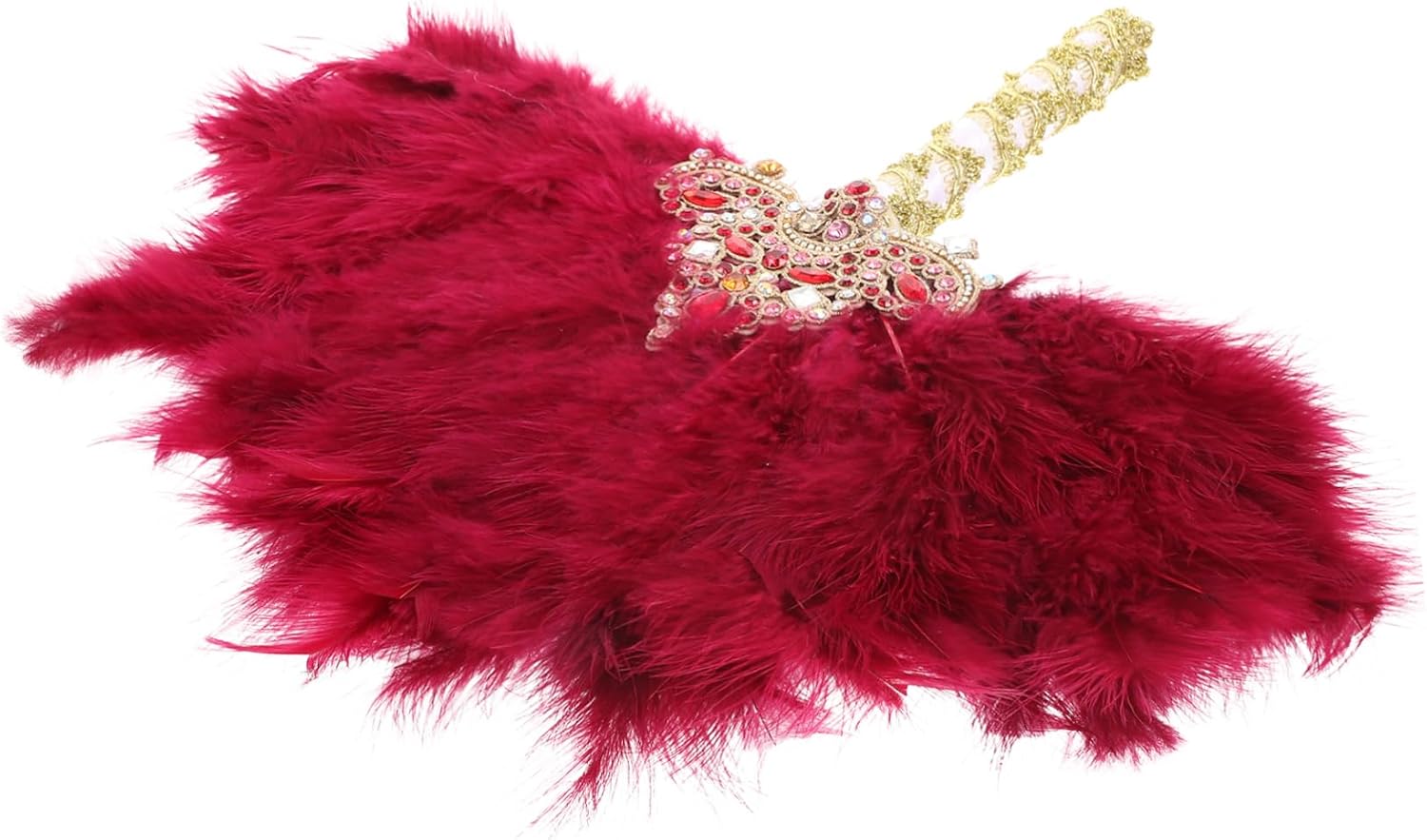 Alipis Plastic Plume Material Fan Decorative Fan Prop Fan for Bride Unique Rhinestone Plume Design Long-Lasting Use