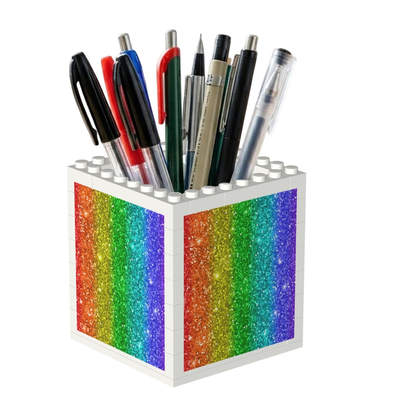 Poadnly Rainbow Looks Like With Sequin, Pen Pot Pencil Holder for Office Home School, Compact Desk Organiser for Office Stationery