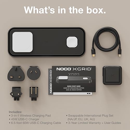 Miniatura 7 de NOCO XGrid XDP3 almohadilla de carga inalámbrica 3 en 1 - Estación de carga para iPhone, Apple Watch y AirPods - Compatible con MagSafe, certificado