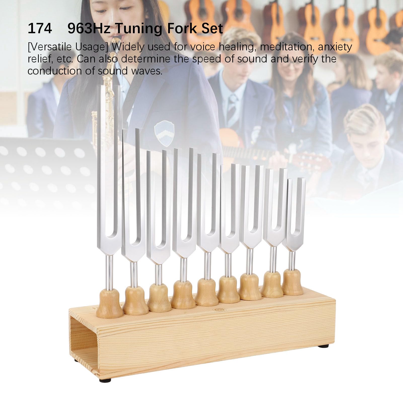 Generic Zestaw Kamertonów Zestaw Kamertonów Młotków 9 Solfeggio do Terapii Dźwiękiem Czakr Uzdrawiającej DNA 396 Hz 528 Hz 741 852 963 z