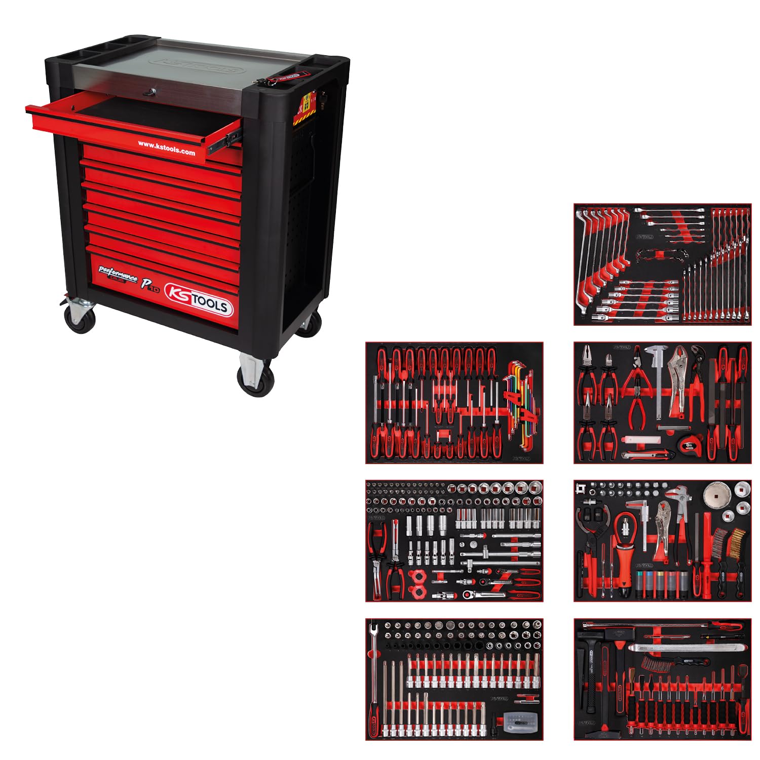 KS Tools 810.7397 Dotación de carro de taller Performanceplus P10 con 397 herramientas para 7 cajones